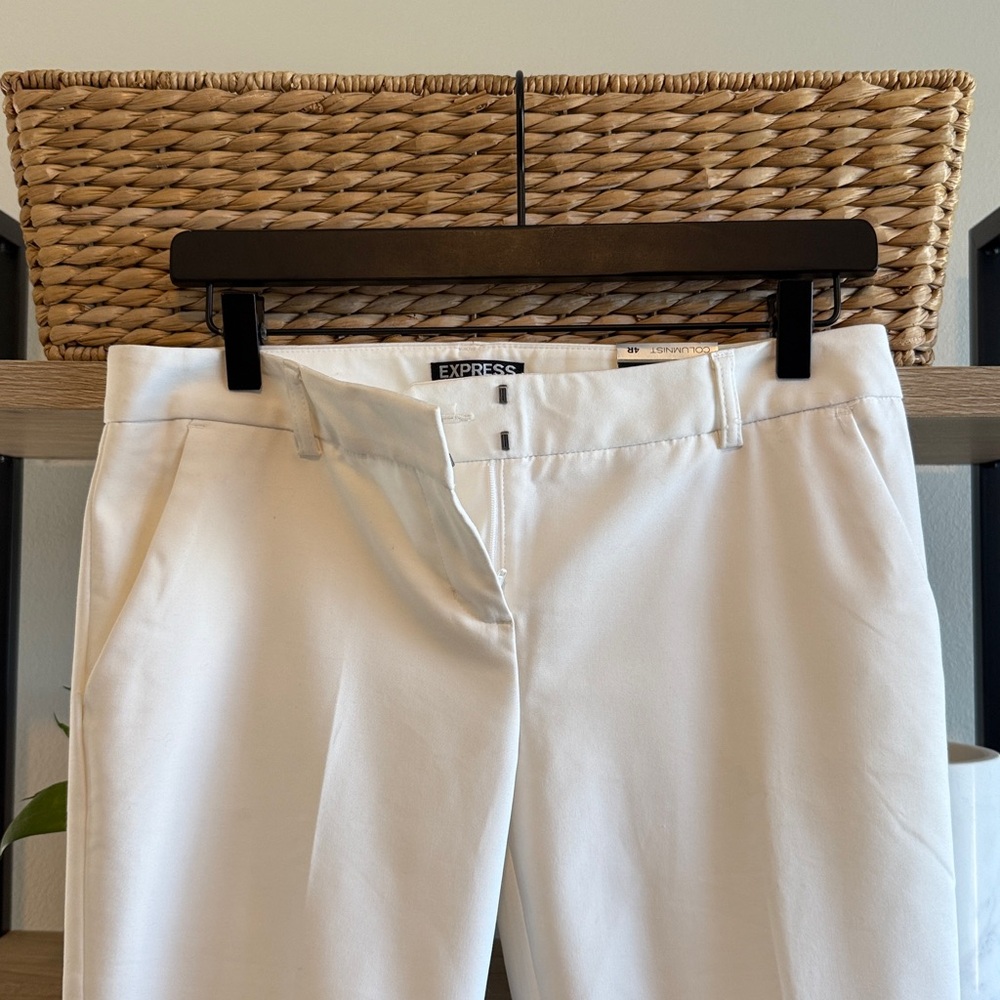 NWT Express Columnist Ankle Low-Rise White Woven Career Dress Pant Trouser, 4 - Picture 6 of 8